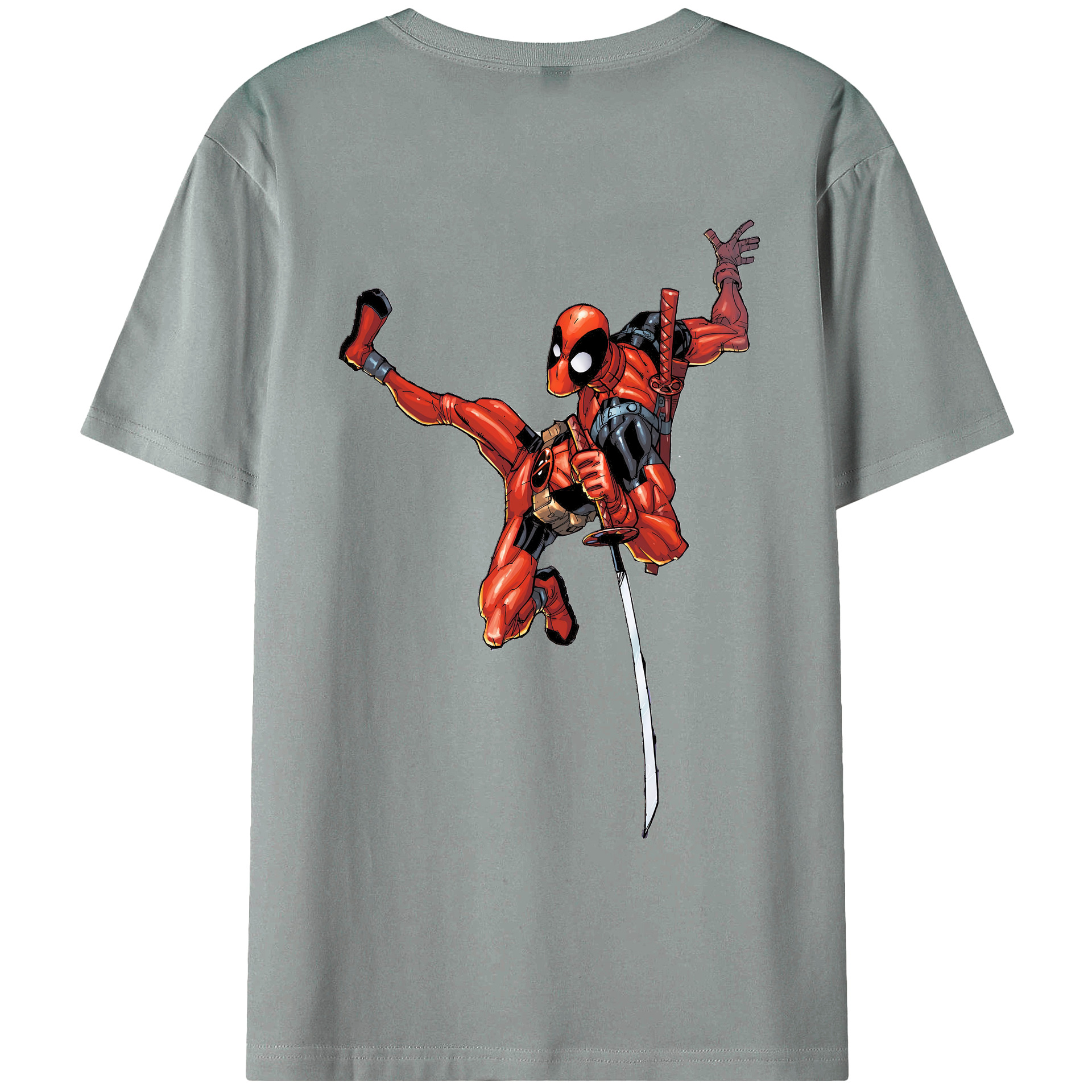 （画像用） Deadpool デッドプール 綿100％ メンズ半袖Tシャツ（バックプリント） 通気性